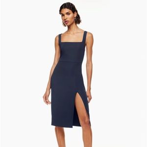 Babaton ‘90s Slit Midi Dress (size 2, navy blue)